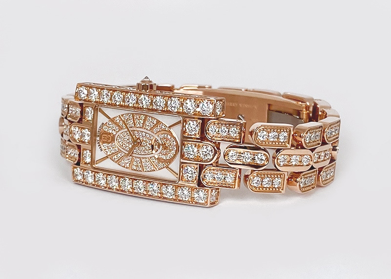 ハリーウィンストン - アヴェニュー エリプティック | HARRY WINSTON | AVEQHM21RR117 | RG シェル/ダイヤ文字盤 クォーツ ブレスレット | 委託品 | 中古