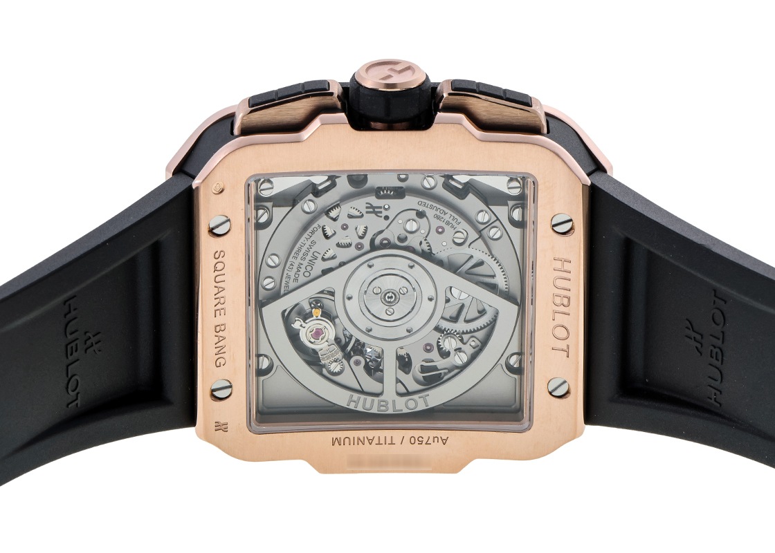 ウブロ - スクエアバン ウニコ セラミックベゼル | HUBLOT | 821.OM.0180.RX | KG スケルトン文字盤 自動巻き ラバー | 中古