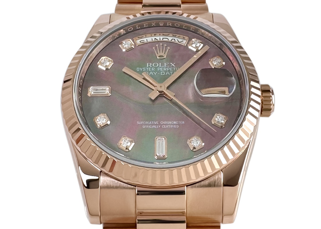 ロレックス - オイスター パーペチュアル デイデイト | ROLEX | 118235FA | RG ブラックシェル/10P文字盤 自動巻き ブレスレット | 中古
