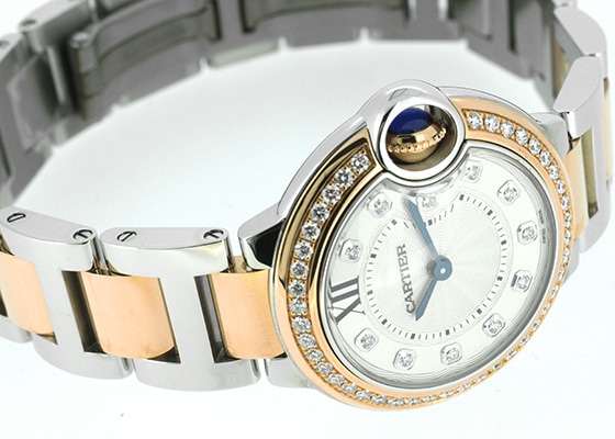 カルティエ - レディース バロンブルー | CARTIER | W3BB0025 | SM ベゼルダイヤモンド PG&SS シルバー文字盤 クォーツ ブレスレット |