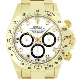 ロレックス - オイスター パーペチュアル コスモグラフ デイトナ S番 逆6ダイヤル | ROLEX | 16528G | YG 白文字盤/8Pダイヤモンド 自動巻き ブレスレット | 中古 |