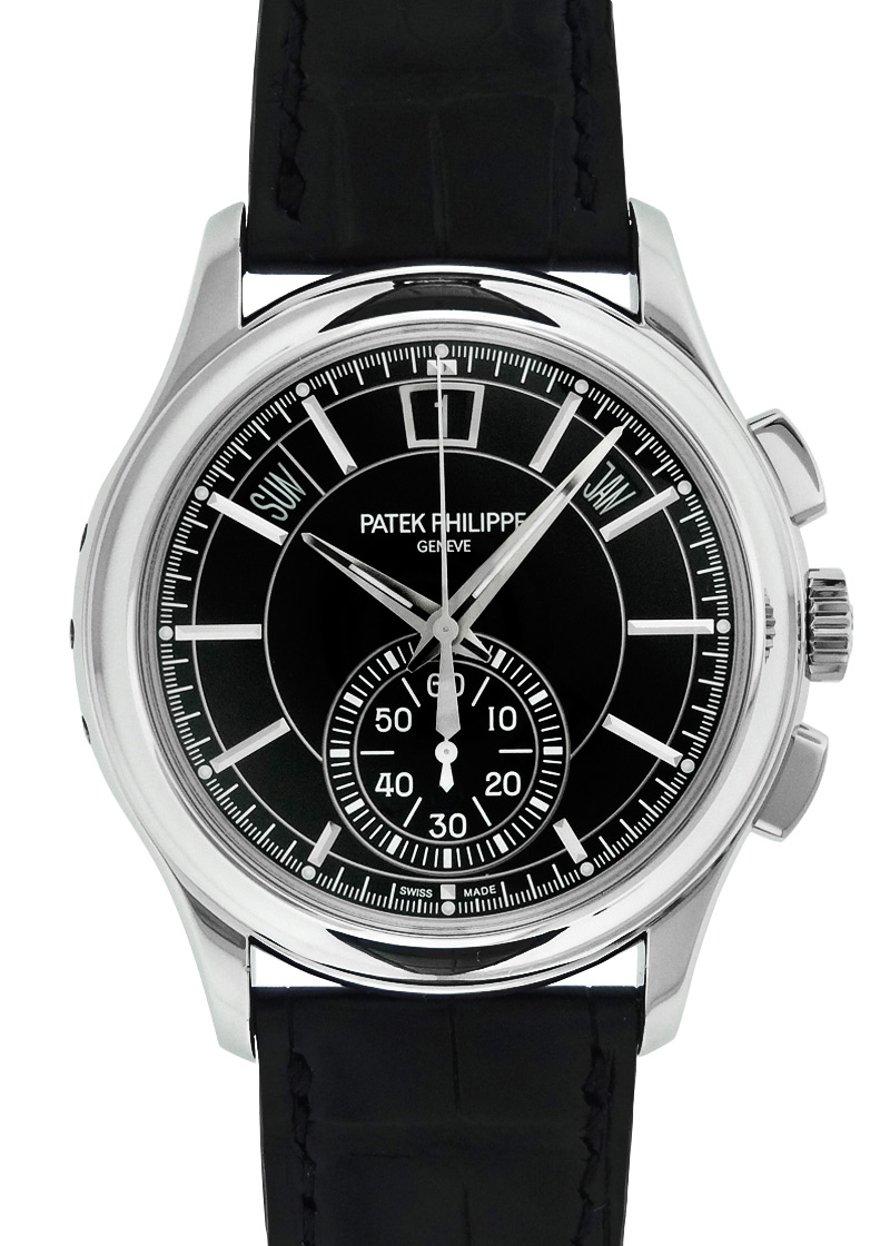 パテックフィリップ - アニュアルカレンダー クロノグラフ | PATEK PHILIPPE | 5905P-010 | PT 黒文字盤 自動巻き レザー | 中古 |