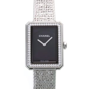 シャネル - ボーイフレンド ツイード ベゼルダイヤ | CHANEL | H4877 | SS 黒文字盤 クォーツ ブレスレット | 中古 |