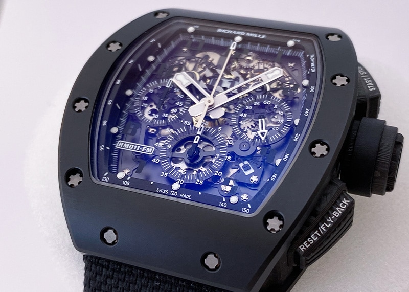 リシャールミル - フェリペマッサ ブラックファントム | Richard Mille | RM011 CA-TZP TZPセラミック/カーボンTPT スケルトン文字盤 自動巻き ラバー | 50本限定 | 委託品 | 中古 |