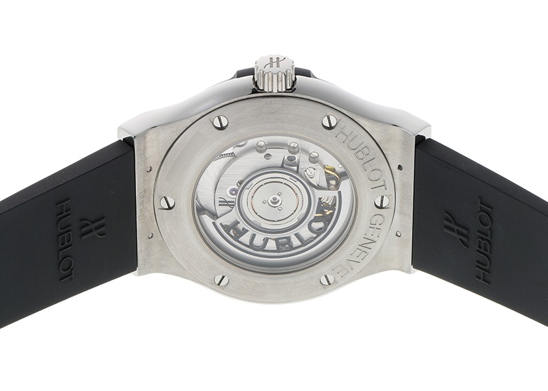 ウブロ - クラシックフュージョン ブラックシャイニー | HUBLOT | 542.NX.1270.LR | TI 黒文字盤 自動巻き ラバー | 中古