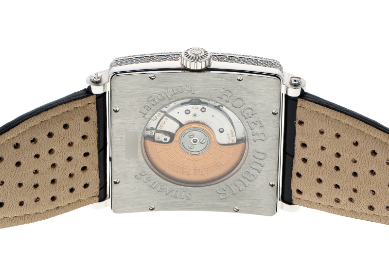 ロジェデュブイ - ゴールデンスクエア ダイヤモンドベゼルケース | ROGER DUBUIS | G40.14.0‐FD DN1.7A | WG ホワイトシェル/ダイヤモンド入文字盤 自動巻き レザー | 中古
