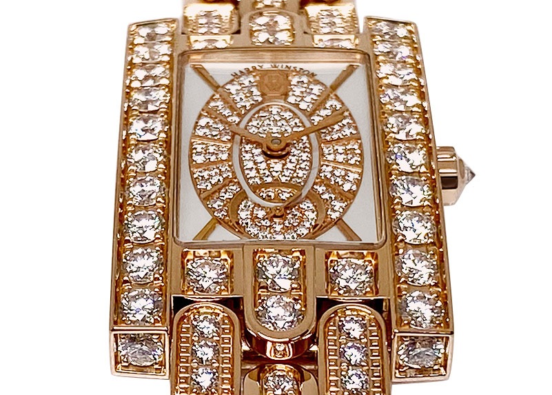 ハリーウィンストン - アヴェニュー エリプティック | HARRY WINSTON | AVEQHM21RR117 | RG シェル/ダイヤ文字盤 クォーツ ブレスレット | 委託品 | 中古