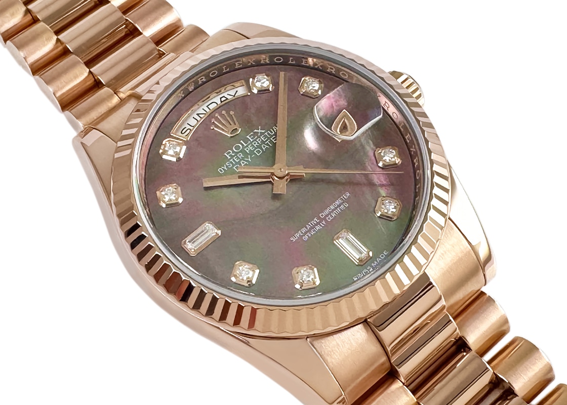ロレックス - オイスター パーペチュアル デイデイト | ROLEX | 118235FA | RG ブラックシェル/10P文字盤 自動巻き ブレスレット | 中古
