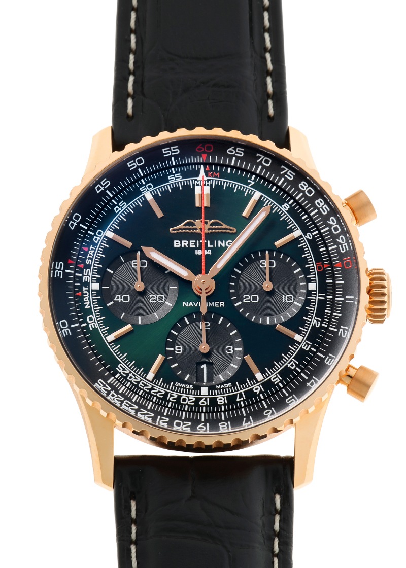 ブライトリング - ナビタイマー B01 クロノグラフ 41 リミテッドモデル 20本限定 | BREITLING | RB01394A1L1P1(RB0139) | RG グリーン文字盤 自動巻き レザー | 中古