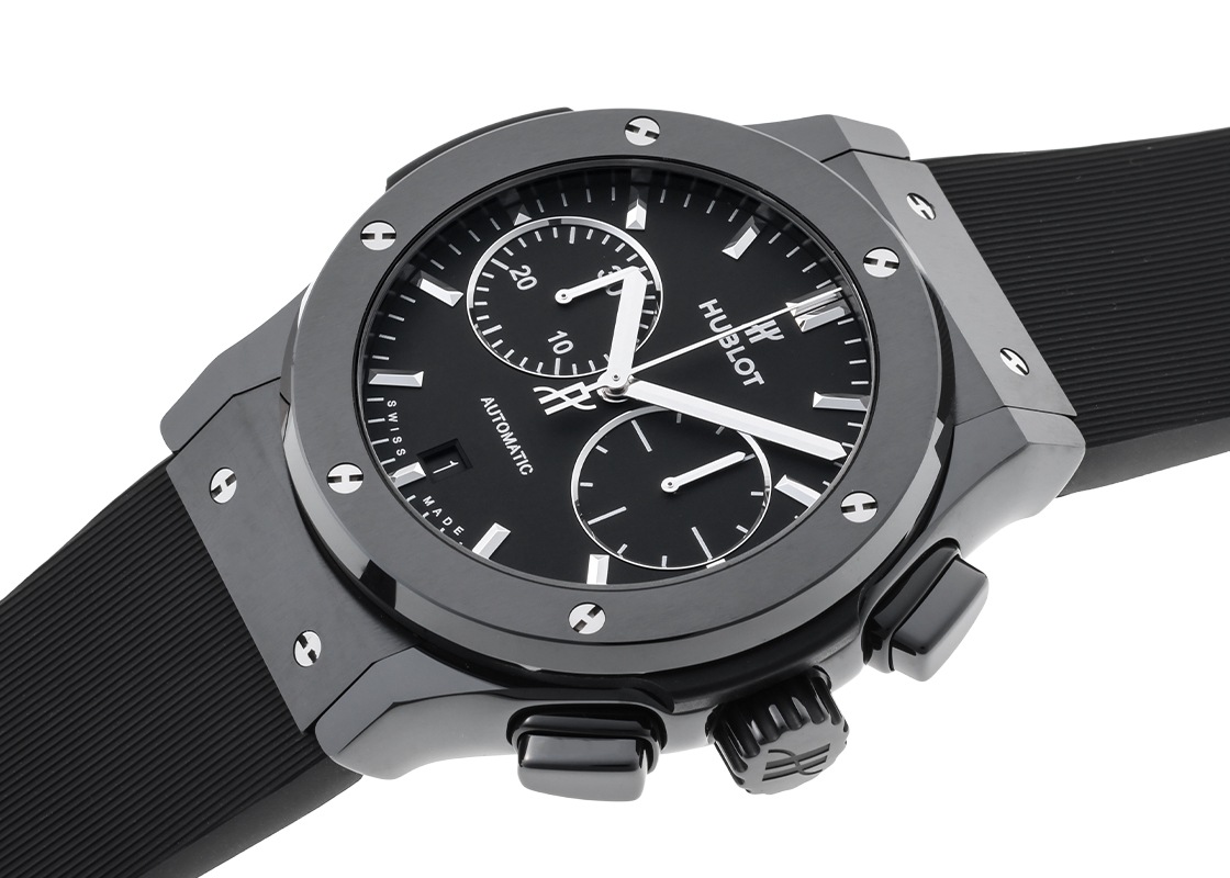 ウブロ - クラシックフュージョン ブラックマジック | HUBLOT | 521.CM.1171.RX | CE 黒文字盤 自動巻き ラバー | 中古