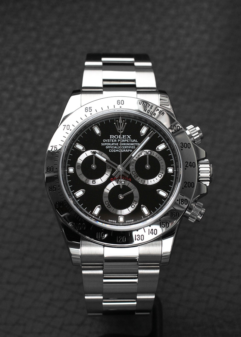 ロレックス - オイスター パーペチュアル コスモグラフ デイトナ | ROLEX | 116520 | SS 黒文字盤 自動巻き ブレスレット | 最終モデル 鏡面バックル | 中古 |