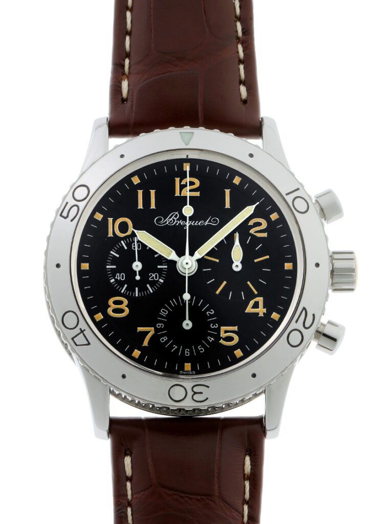 ブレゲ - アエロナバル 初期 金リューズ | BREGUET | 3800ST/92/3W6 | SS 黒文字盤 自動巻き レザー | 中古 |