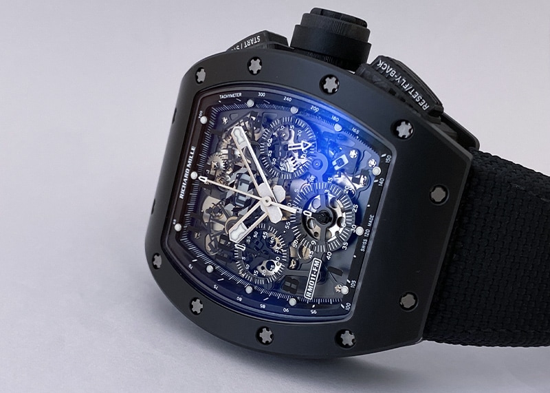 リシャールミル - フェリペマッサ ブラックファントム | Richard Mille | RM011 CA-TZP TZPセラミック/カーボンTPT スケルトン文字盤 自動巻き ラバー | 50本限定 | 委託品 | 中古 |