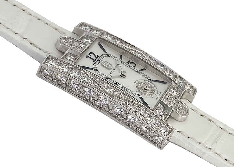 ハリーウィンストン - アヴェニュー クラシック オーロラ | HARRY WINSTON | AVEQHM21WW231 | WG シェル文字盤 クォーツ レザー | 中古 |