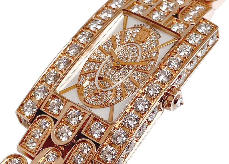 ハリーウィンストン - アヴェニュー エリプティック | HARRY WINSTON | AVEQHM21RR117 | RG シェル/ダイヤ文字盤 クォーツ ブレスレット | 委託品 | 中古