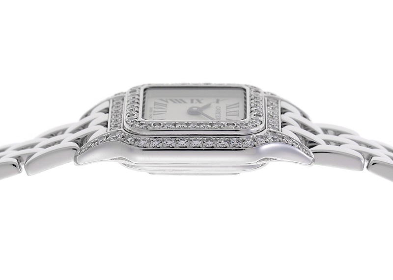 カルティエ - ミニ パンテール ベゼルダイヤ | CARTIER | WF3210F3 | WG シルバー文字盤 クォーツ ブレスレット | 中古