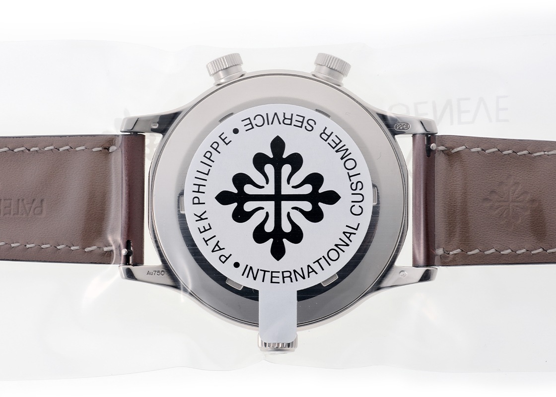 パテックフィリップ - カラトラバ パイロット トラベルタイム | PATEK PHILIPPE | 5524G-001 | WG ブルー文字盤 自動巻き レザー | レストア