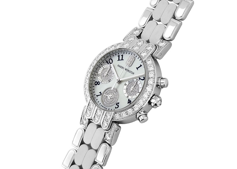 ハリーウィンストン - プルミエール クロノグラフ ベゼルダイヤ | HARRY WINSTON | 200/UCQ32WL.MD/00 | WG シェル文字盤 クォーツ ブレスレット | 委託品 | 中古 |