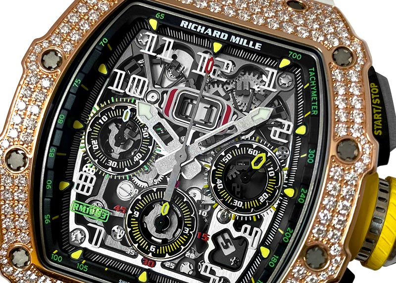 リシャールミル - RM11-03 オートマティック フライバック クロノグラフ ベゼルダイヤ | RICHARD MILLE | RM11-03| PG/TI スケルトン文字盤 自動巻き ラバー | 委託品 | 中古