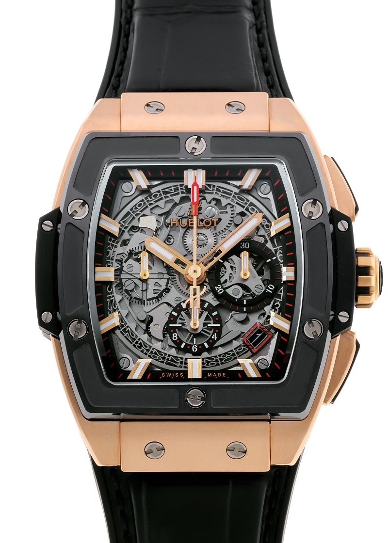 ウブロ - スピリット オブ ビッグバン セラミックベゼル | HUBLOT | 641.OM.0183.LR | RG スケルトン文字盤 自動巻き ラバーアリゲーター | 中古