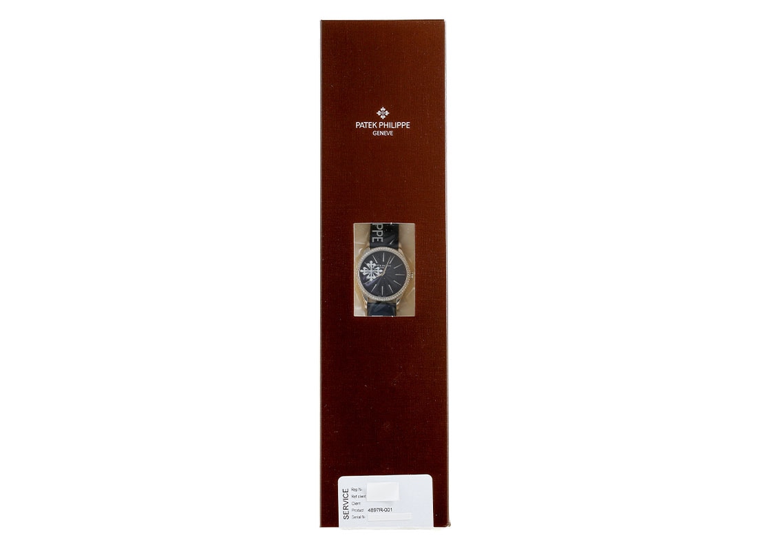 パテックフィリップ - カラトラバ ベゼルダイヤ | PATEK PHILIPPE | 4897G-001 | WG ブルー文字盤 手巻き サテン | レストア