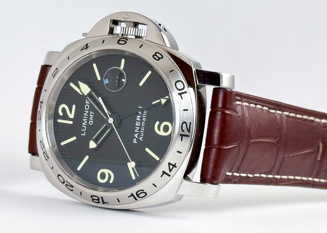 オフィチーネパネライ - ルミノール GMT | OFFICINE PANERAI | PAM00029 | SS 黒文字盤 自動巻き レザー | 中古