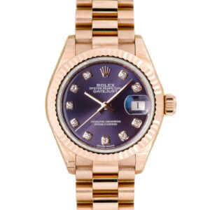ロレックス - レディース オイスター パーペチュアル デイトジャスト 28 | ROLEX | 279175G | RG パープル文字盤 自動巻き ブレスレット |