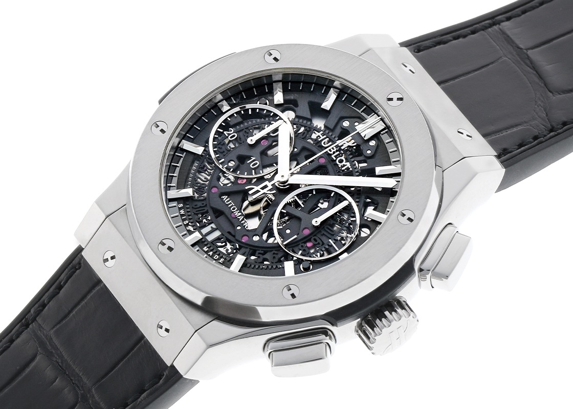 ウブロ - アエロフュージョン クロノグラフ | HUBLOT | 525.NX.0170.LR | TI スケルトン文字盤 自動巻き ラバーアリゲーター | 中古