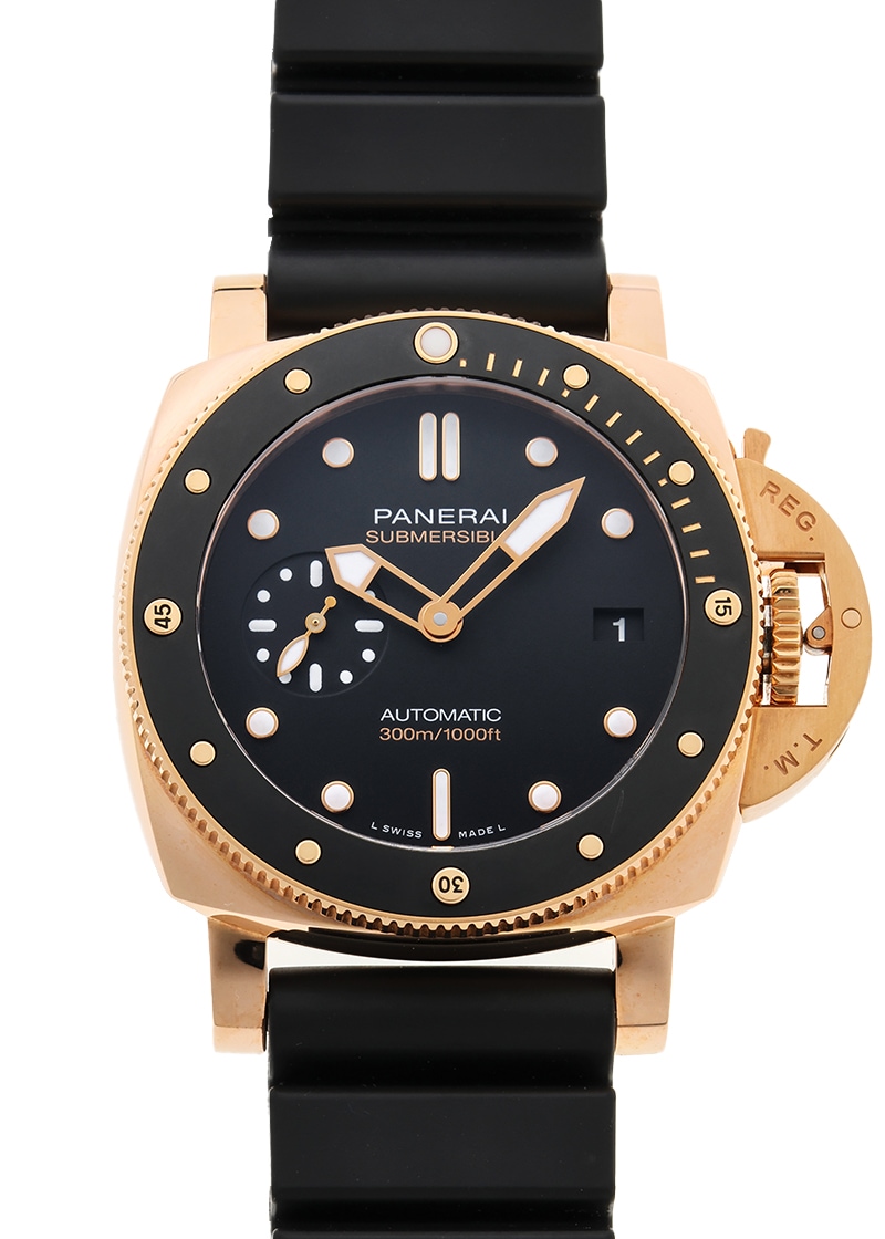 オフィチーネパネライ - サブマーシブル ゴールドテック | OFFICINE PANERAI | PAM01164 | ゴールドテック&TI(DLC) 黒文字盤 自動巻き ラバー | 中古