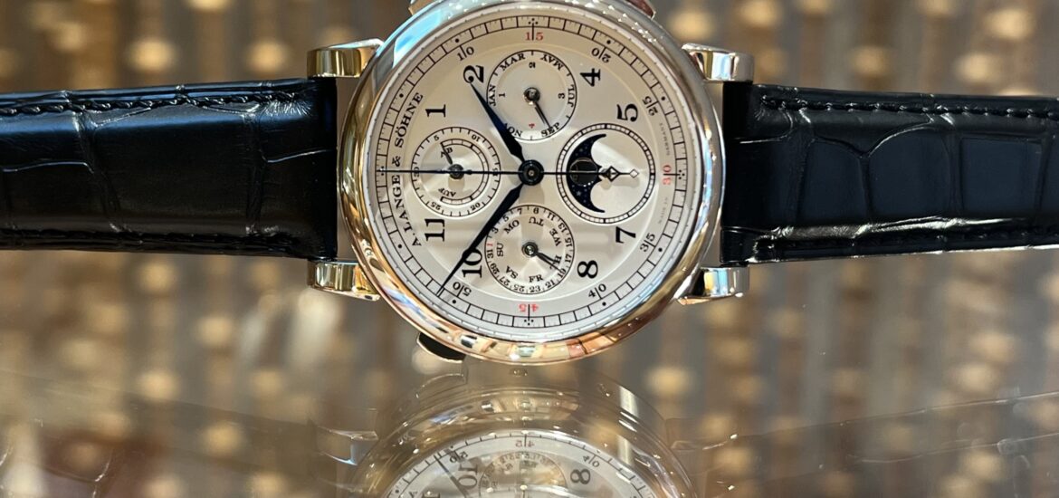 A.ランゲ&ゾーネ - 1815 ラトラパント パーペチュアルカレンダー | A.LANGE&SOHNE | 421.025FE(LSLS4212AB) | PT シルバー文字盤 手巻き レザー | 中古