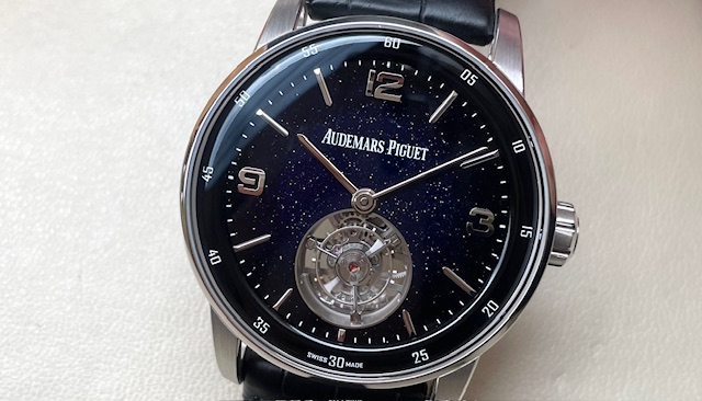 オーデマピゲ - CODE11.59 バイオーデマピゲ フライング トゥールビヨン | AUDEMARS PIGUET | 26396BC.OO.D002CR.01 | WG アベンチュリンエナメル文字盤 自動巻き レザー | 委託品 | 中古